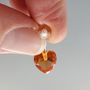Pink Peach Plastic Diamond Heart Belly Ring